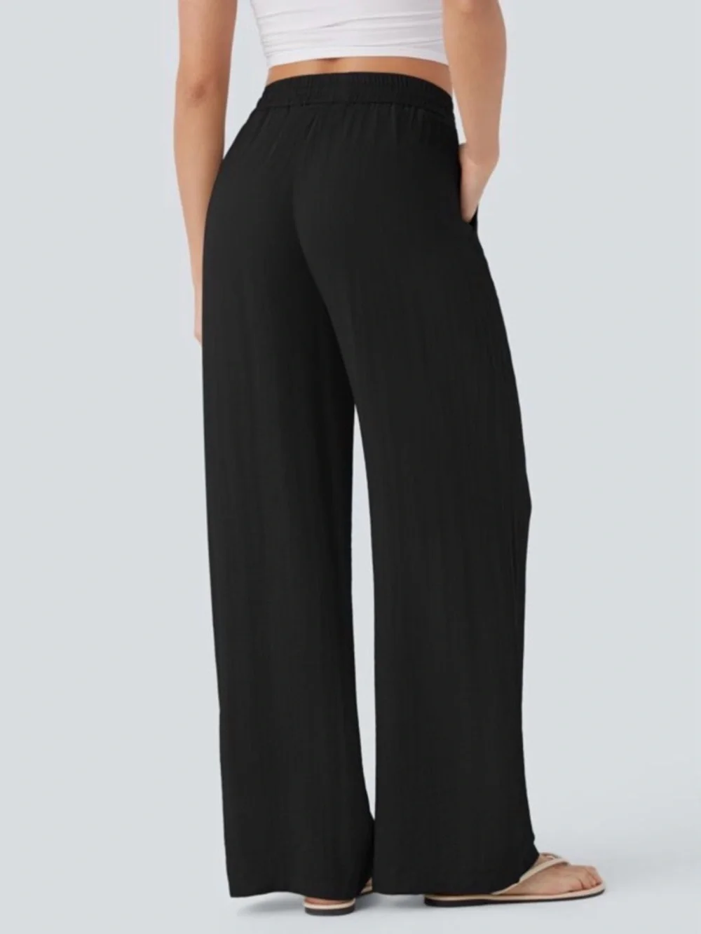 HALARA Black Wide-Leg Drawstring Pants - Picture 2 of 7